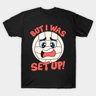 Cute & Funny But I Was Set Up Volleyball Ball Pun T-Shirt